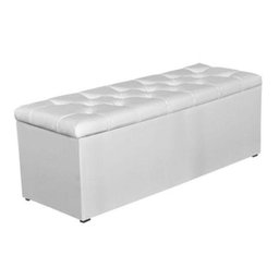Calçadeira Recamier Baú Casal 140cm Sofia Corino Branco - 2