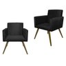 Kit 2 Poltronas Decorativas Pés Palito Nina Suede Preto - Sa Móveis - 1