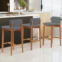 Ver imagem 2 de Kit 03 Banquetas Alta para Cozinha Sala de Jantar Bar Dara L02 Suede Cinza - Lyam Decor