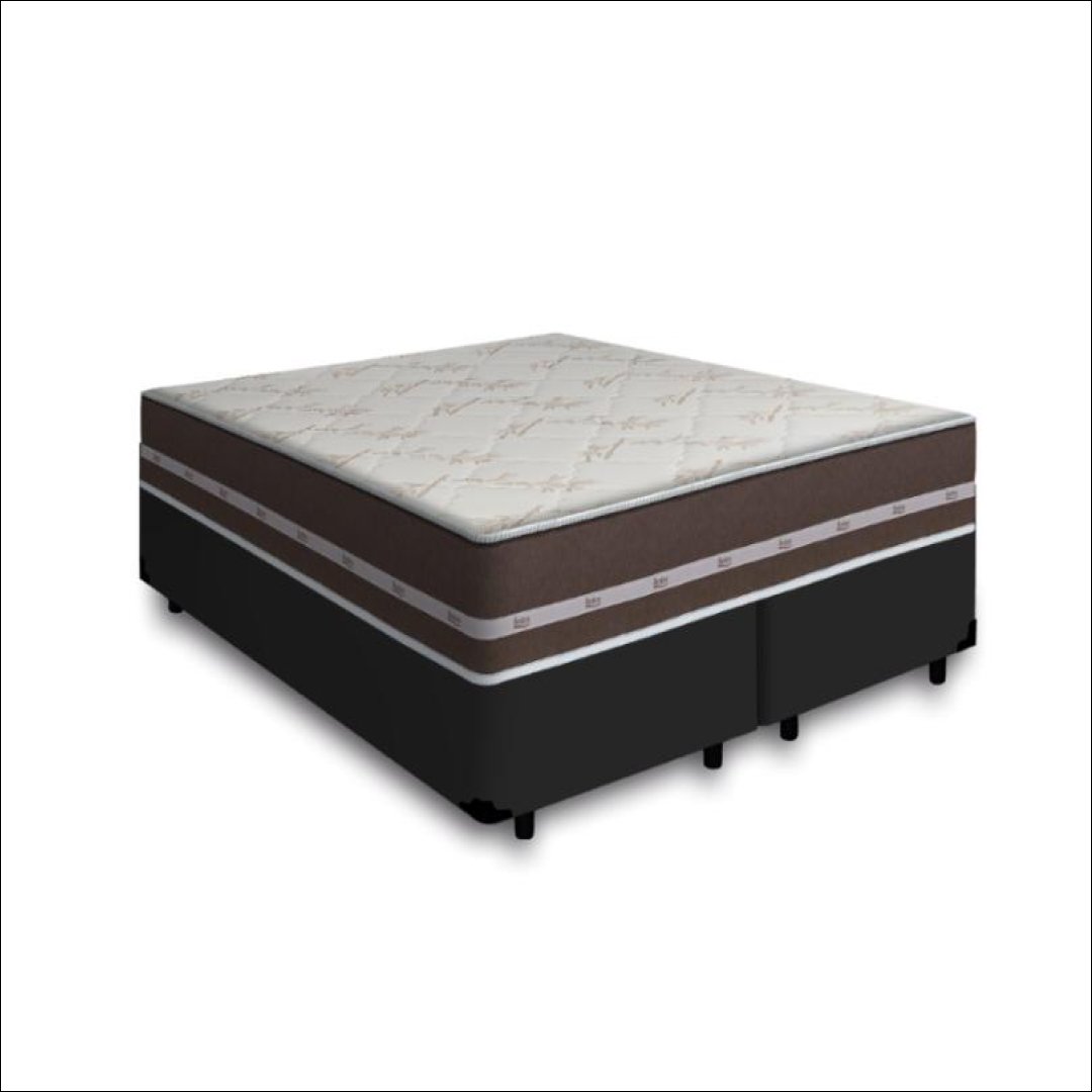 Cama Box Super King Preta + Colchão de Molas Anjos Classic Superlastic 193x203x61cm