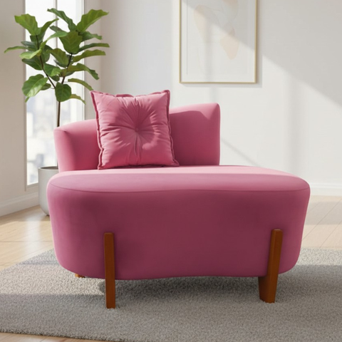 Namoradeira Sofá Feijão Luna 100cm Orgânica Suede Rosa