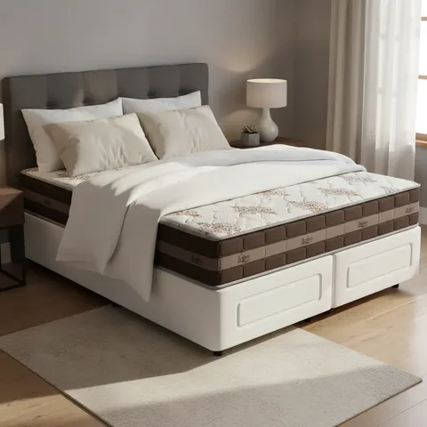 Cama Box Super King Branca + Colchão de Molas Anjos Classic Superlastic 193x203x61cm