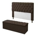 Ver imagem 1 de Kit Cabeceira e Calçadeira Baú Mirage Solteiro 90cm Renascer Decor:Marrom