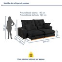 Ver imagem 4 de Sofa Retratil e Reclinavel Milano 250cm Kc Rei de Casa Veludo Preto