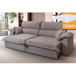 Sofá Retrátil Reclinável 2,50m Nivus Marrom c/ Molas Ensacadas - King House - 2