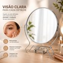Ver imagem 7 de Espelho Dupla Face com Aumento Giratorio 17cm Mesa Bancada Redondo Maquiagem Barbear Banheiro Viagem
