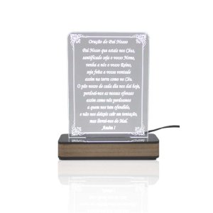 Luminária Oração Pai Nosso com Led Branco