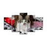 QUADRO PET DE 5 PEÇAS ESTILO MOSAICO GATOS 11 - 1