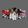 QUADRO PET DE 5 PEÇAS ESTILO MOSAICO GATOS 11 - 3
