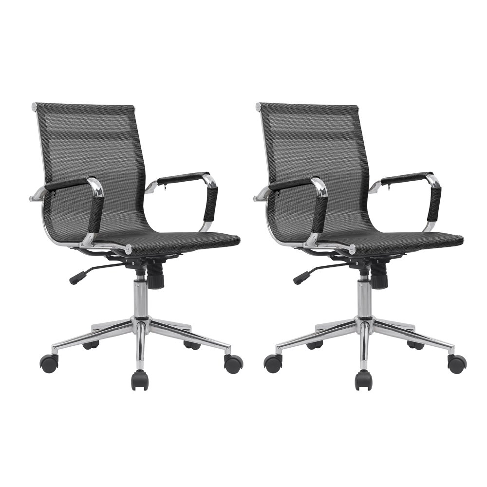 Cadeira Escritório Diretor Eames em Tela - Preta:2 Cadeiras - 1