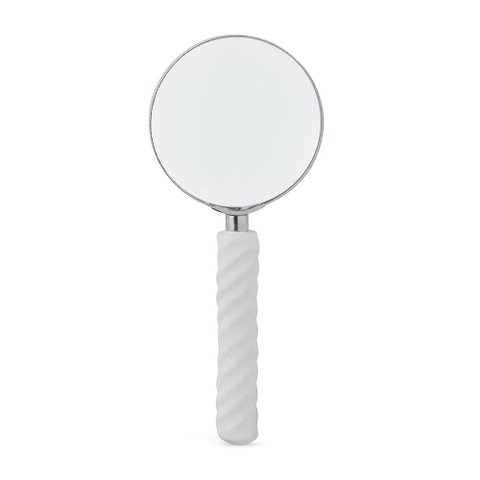 Lupa de Aumento Decorativa com Cabo em Poliresina Branco 22cm 21052 Mart