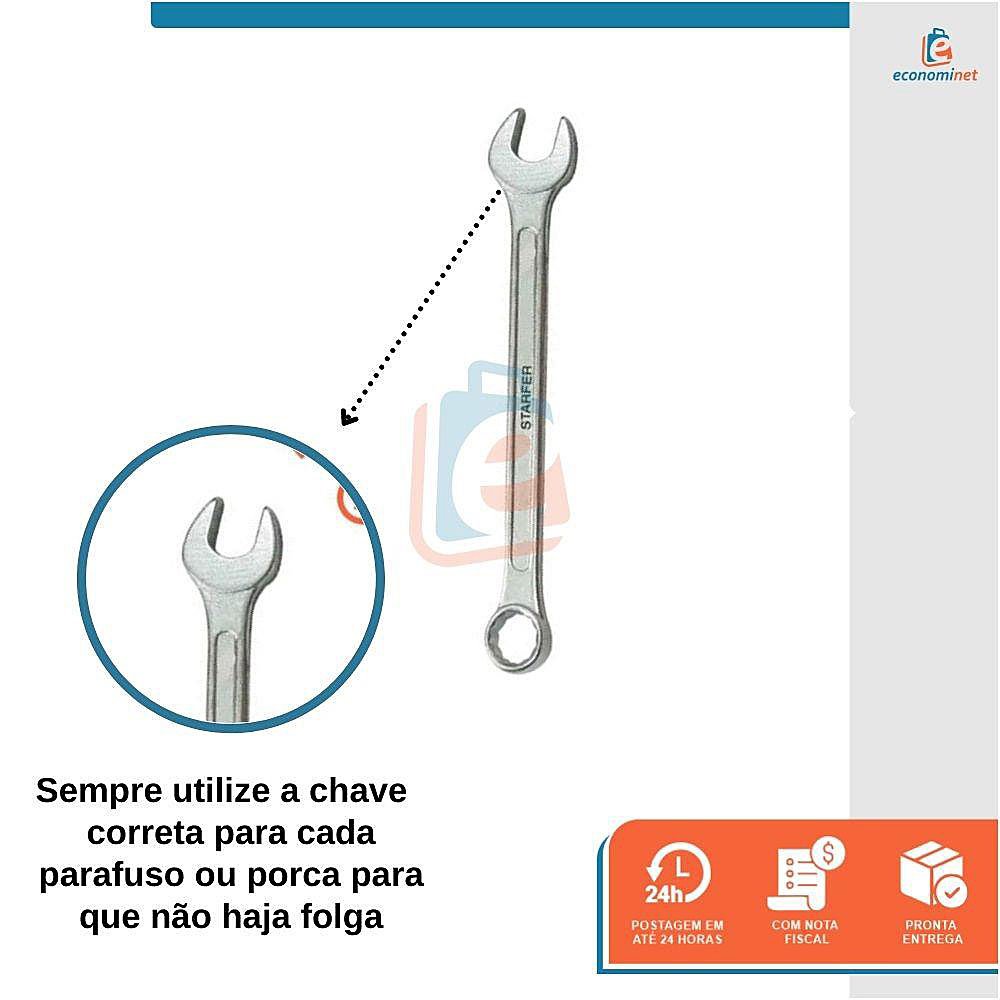 Kit 14 Peças Jogo de Chave Combinada Boca e Estrela 6 a 22mm - Starfer - 3