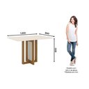 Ver imagem 4 de Conjunto: Mesa Sala Jantar Natalí C/ Tampo Madeirado C/ Vidro Reto 120x80cm e 4 Cadeiras Vita