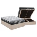 Ver imagem 1 de Cama Box Baú King: Colchão Ortopédico Probel D28 Guarda Costas Prómiddle Plus + Base Crc Suede