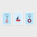 Ver imagem 1 de Kit Três Quadros Marinheiro - Barco, Boia e Âncora