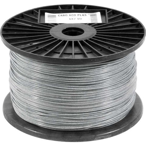 Rolo Cabo Aço Varal Plastificado Transparente 1,6mm 1/16 6x7