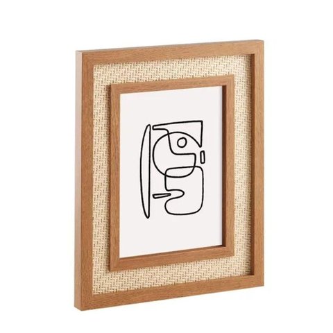 Porta-retrato em Mdf com Rattan Natural Marrom 15x20cm Mart