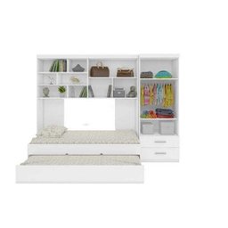 Jogo de Quarto Guarda-roupa Módulo Aéreo com Bicama Chiara Branca Phoenix Baby - 2