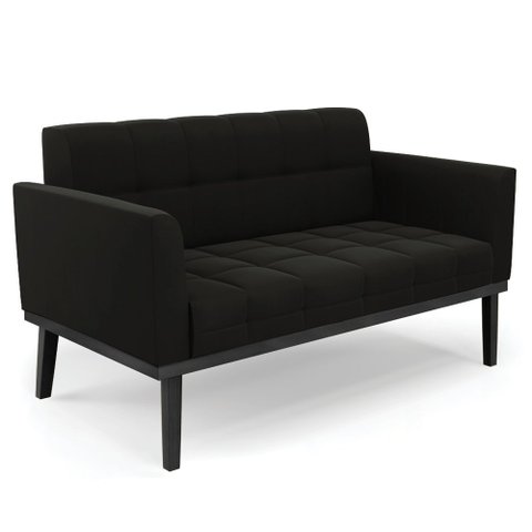 Sofá Namoradeira Base Madeira Preto Ana Suede Preto - Ibiza