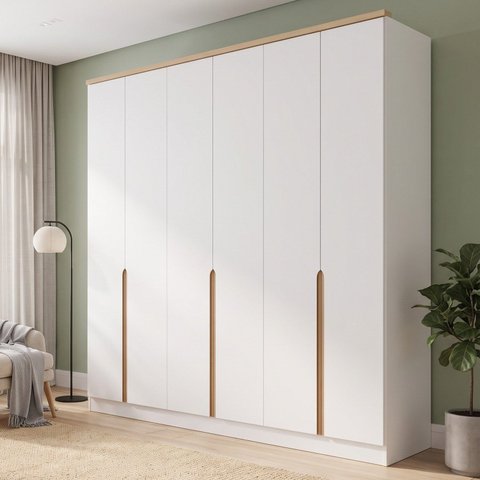 Guarda-Roupa Casal 100% MDF 6 Portas 4 Gavetas Simples Branco Logan