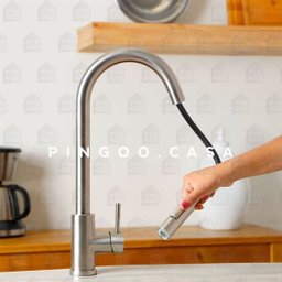 Torneira para cozinha gourmet Misturador Monocomando em Aço Inox Escovado Iriri Pingoo.casa - - 2