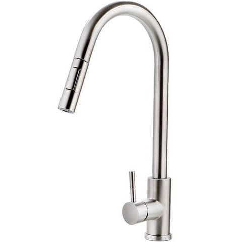 Torneira para cozinha gourmet Misturador Monocomando em Aço Inox Escovado Iriri Pingoo.casa -