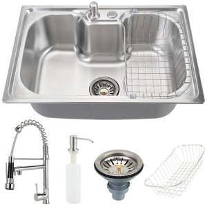 Cuba para Cozinha com Acessórios Carajás e Torneira Misturador Monocomando Gourmet Munim Pingoo.