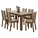 Ver imagem 3 de Conjunto Sala de Jantar Lucena Mesa Tampo de Madeira 6 Cadeiras Rustic/Crema/Sintético Bege Madesa