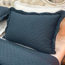 Ver imagem 2 de Kit Cobre Leito Colcha Perone Queen Dupla Face Toque de Pluma Micro Percal 300 Fios 3 Peças - Azul M