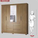 Ver imagem 4 de Guarda Roupa Casal 4 Portas com Espelho e 6 Gavetas Cádis - Amêndola Touch