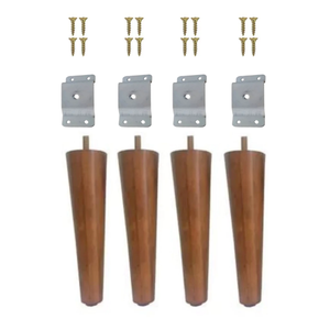 Kit 4 Pés Palito 25cm Cor Castanho + 4 Chapas Inclinada Base Fixação