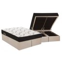 Ver imagem 1 de Cama Box Baú Queen: Colchão Espuma Ortobom D45 New Top Double Face + Base CRC Suede Clean(158x198)