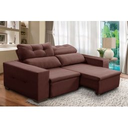 Sofá Estofado Retrátil e Reclinável Vilhena 2 Lugares Jandaia 1,96 Metros - Marrom - 1