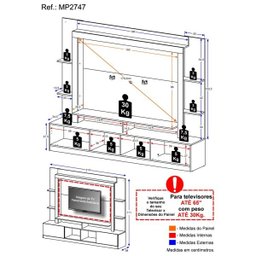 Estante Rack com Painel e Suporte TV 65" Moscou Multimóveis Branco/Tenerife - 4