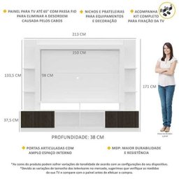 Estante Rack com Painel e Suporte TV 65" Moscou Multimóveis Branco/Tenerife - 3