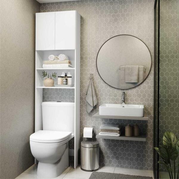 Armário de Banheiro para Vaso Sanitário com 2 Portas Multimóveis Branco