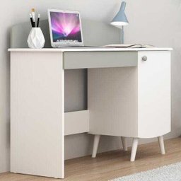 Penteadeira Escrivaninha 100% MDF 1 Porta e 1 Gaveta com Organizador Doçura Multimóveis Bco/Cza - 1