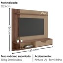 Ver imagem 3 de Painel Suspenso TV 65 pol 160 cm Jeri Fendi Carvalho Bechara