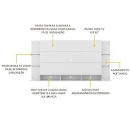Painel para TV até 65 Polegadas Nairóbi Plus Multimóveis Branco - 4