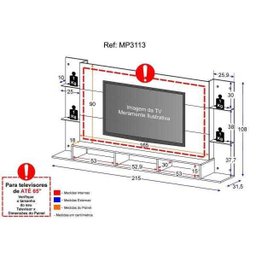 Painel para TV até 65 Polegadas Nairóbi Plus Multimóveis Branco - 6