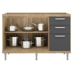 Balcão Multimóveis Sicília 120cm para pia 5124 Argila/Grafite - 3