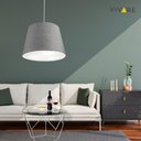 Ver imagem 3 de Lustre Pendente Cone Md-4155 Cúpula em Tecido 30/40x30cm Rustico Cinza - Bivolt