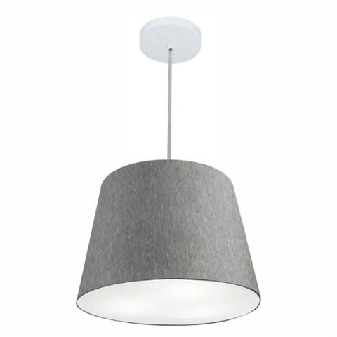 Lustre Pendente Cone Md-4155 Cúpula em Tecido 30/40x30cm Rustico Cinza - Bivolt