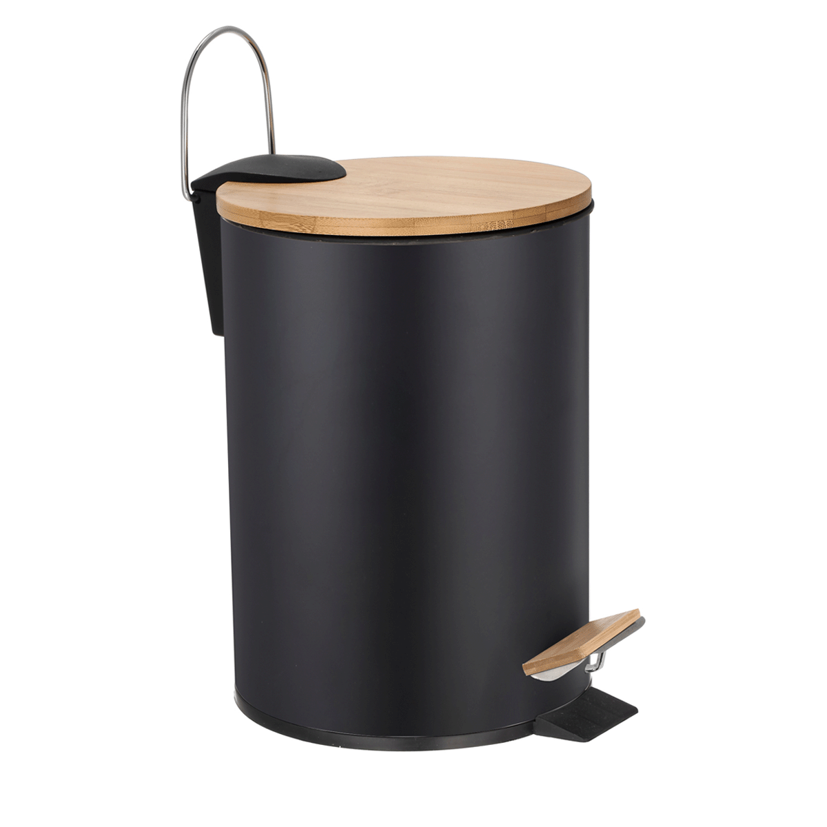 Lixeira 12 Litros Bambu com Pedal P/ Lavabo Escritório Sala Pgb Preto