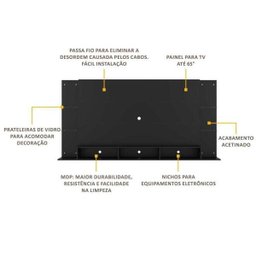 Painel para Tv Até 65 Polegadas Nairóbi Plus Multimóveis Preto - 4