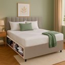Ver imagem 3 de Cama Box Baú Base Sider Queen Bege + Colchão Umaflex Fit Firm D33 Altura 17cm -orthocamas