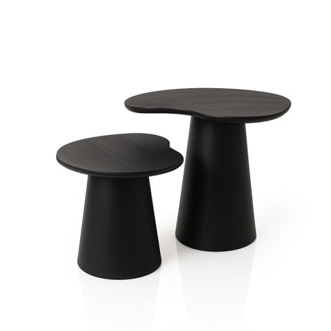 Conjunto de Mesas Laterais Orgânica Ébano Linn Design Decor Mesa Lateral Cone Ébano