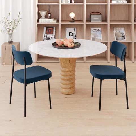 Cadeira de Jantar Mynna Veludo Blue Est.Preta