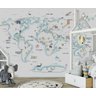 Papel de Parede Mapa Mundi Infantil para Quarto de Bebê Vr54c - 3