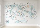 Ver imagem 1 de Papel de Parede Mapa Mundi Infantil para Quarto de Bebê Vr54c